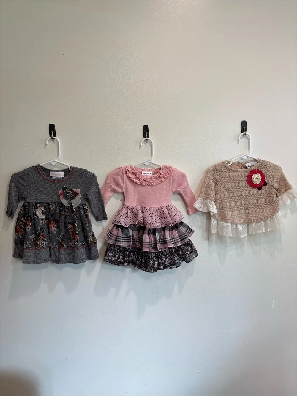 3-6 month baby girl Bonnie baby rare edition y2k Pink Tiered Ruffled Dress